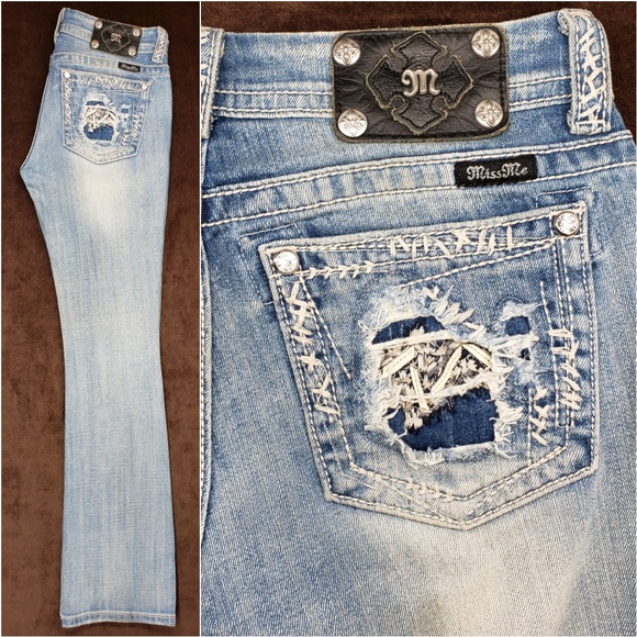 Miss Me Denim - Miss Me distressed💎Size 28x33 Boot Cut washed out